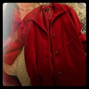 Dennis Basso trench coat with fluffy hood add-on